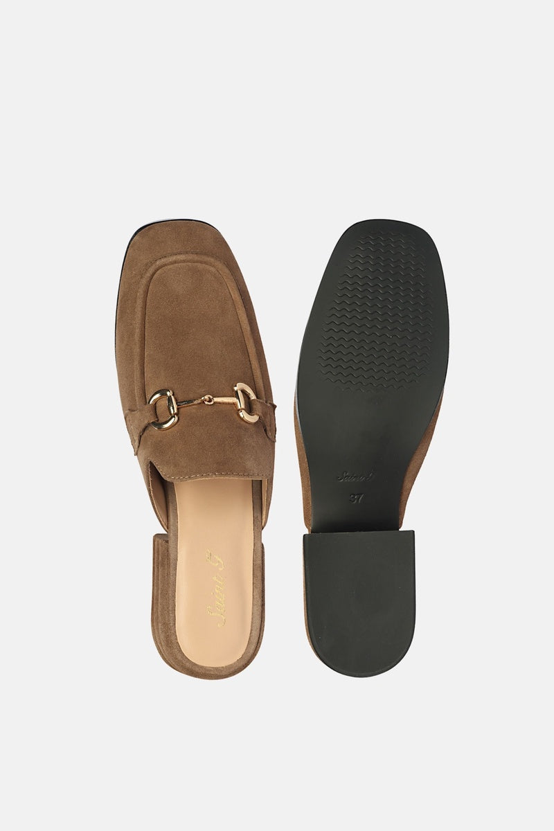  Saint G Savannah Suede - Heeled Mule - Dark Taupe - Bonton