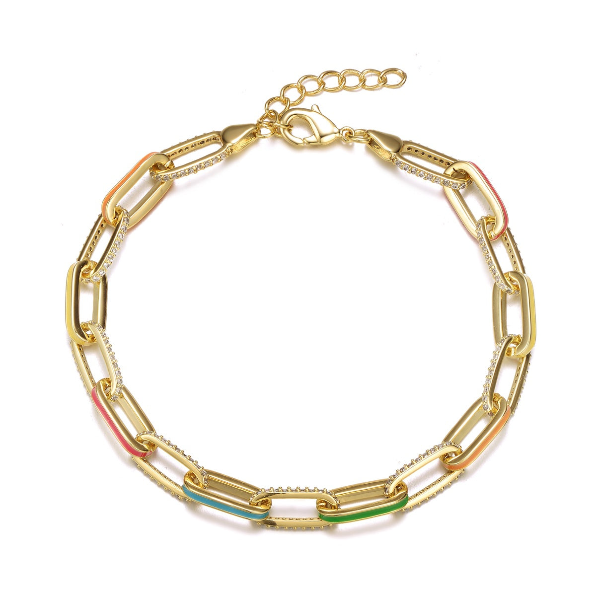  GigiGirl Teens 14k Gold Plated With Multi Color Enamel Chain Bracelet - Default Title - Bonton