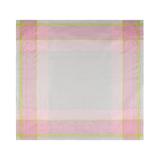 French Home Linen 71" X 100" Cleopatra Tablecloth - Chartreuse, Rose, and Pale Lavender