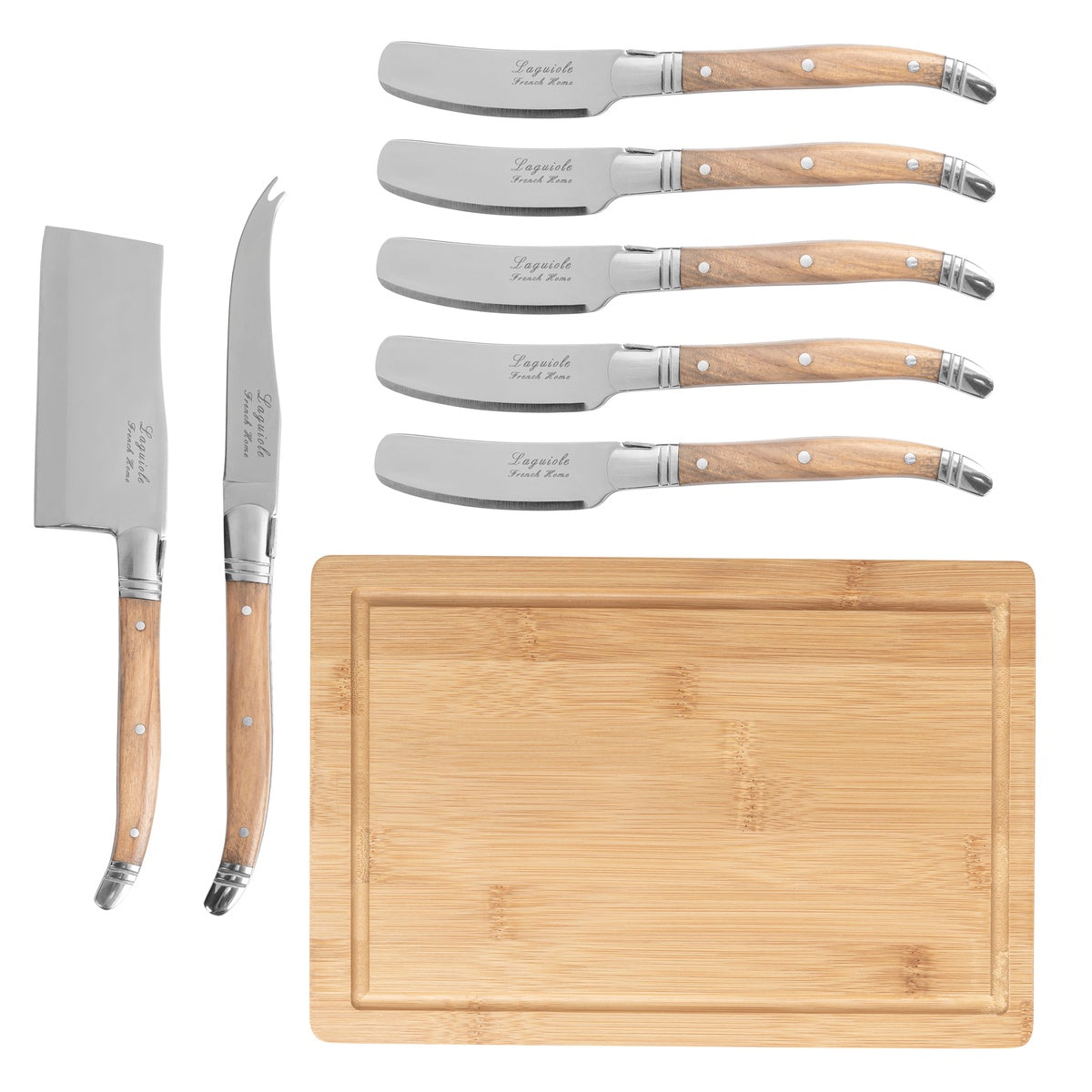  French Home Connoisseur 8-Piece Laguiole Cheese Knife, Spreader and Board Set - Default Title - Bonton