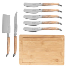 Connoisseur 8-Piece Laguiole Cheese Knife, Spreader and Board Set