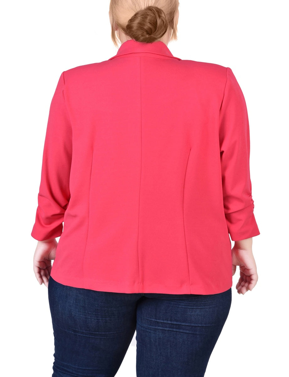  NY Collection Plus Size Long Sleeve Scuba Crepe Jacket - Azalea - Bonton