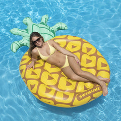 Inflatable Green and Yellow Tropical Pineapple Swimming Pool Raft  86-Inch