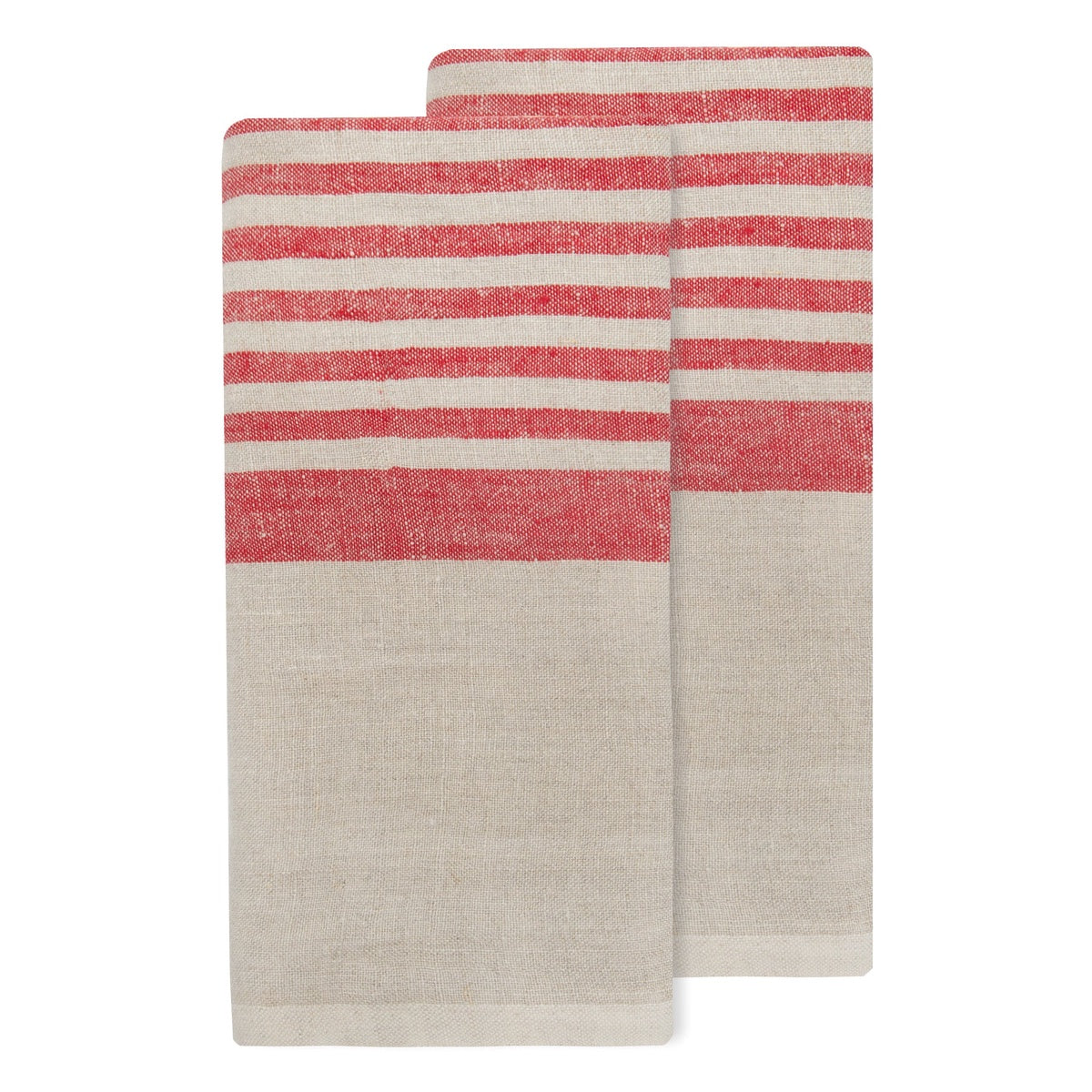  Caravan Brittany Natural Tea Towels 20x30 - Set of 2 - Natural & Red - Bonton