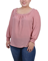 Plus Size 3/4 Sleeve Square Neck Blouse