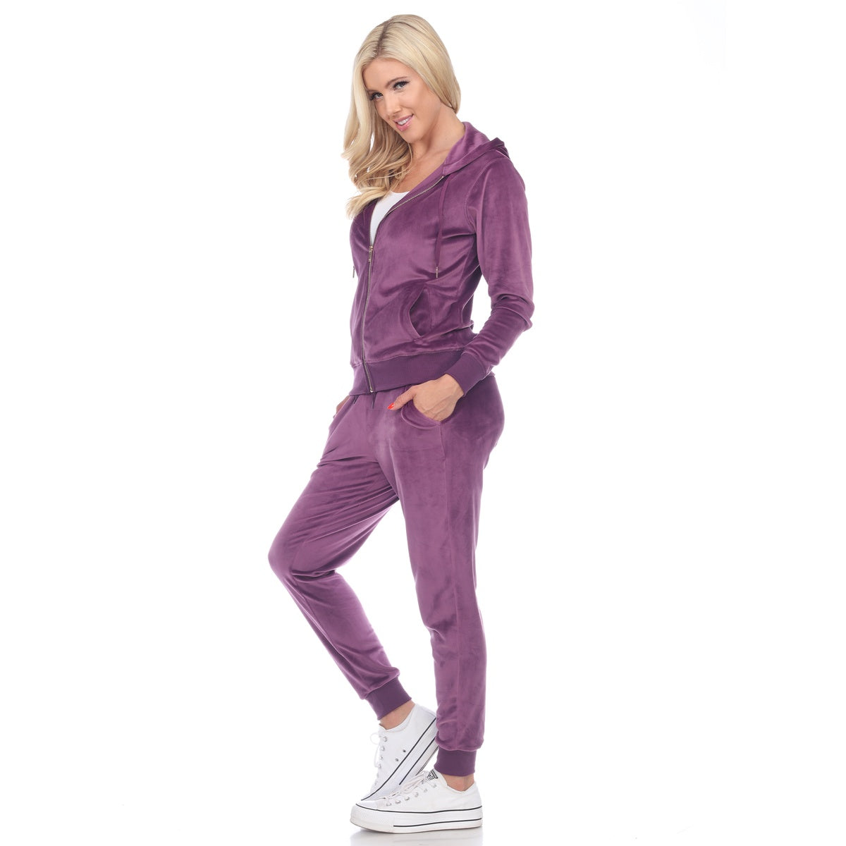  White Mark Women's 2 Piece Velour Tracksuit Set - S - Bonton