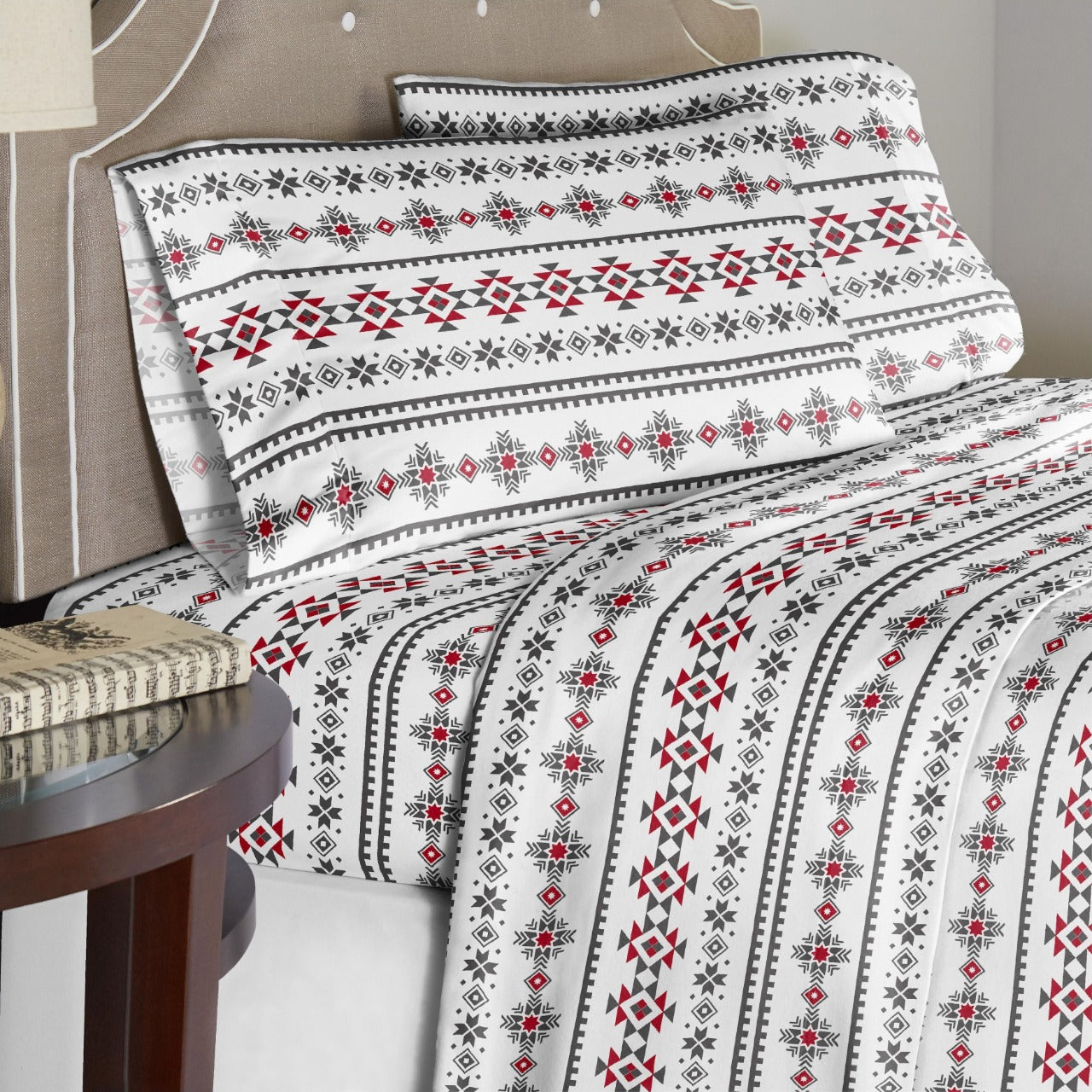  Pointehaven Winter Print Flannel Sheet Sets - Snow Bear - Bonton