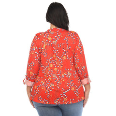 Plus Size Paisley Button Front Tunic Top