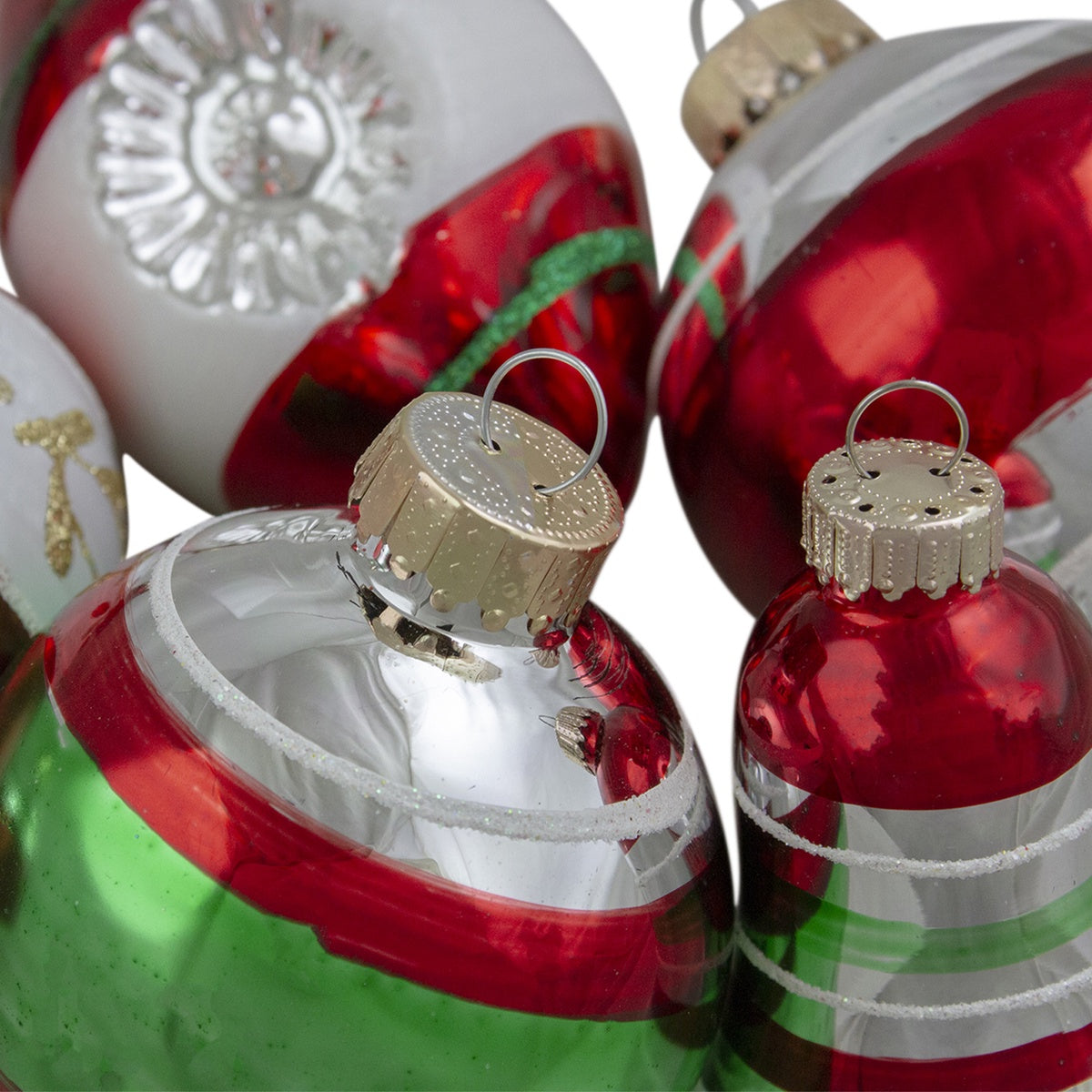  Northlight 2-Finish Striped Glass Christmas Ornaments - 3.25