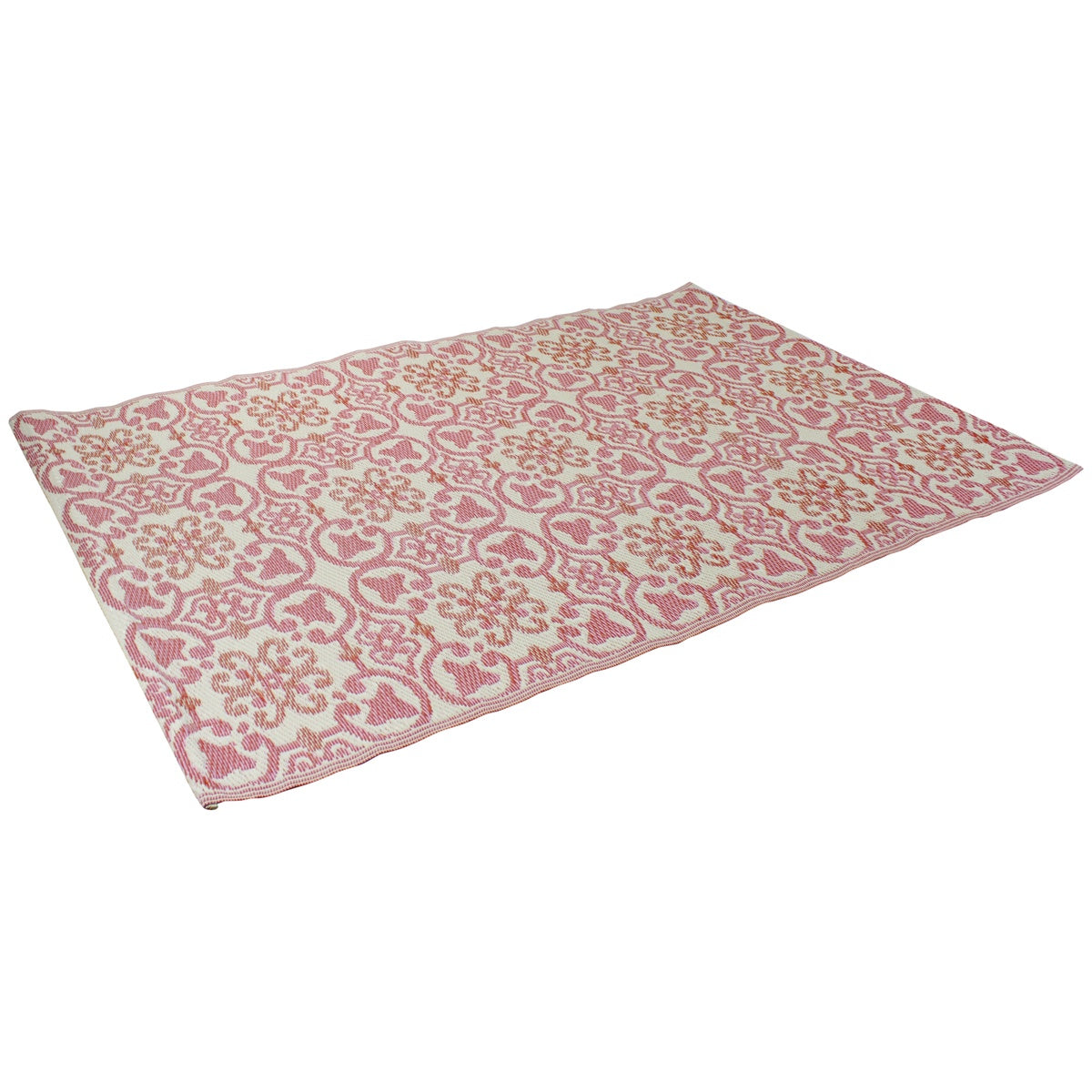  Northlight 4' X 6' Pink and Cream Floral Design Rectangular Outdoor Area Rug - Pink and Cream Floral - Bonton