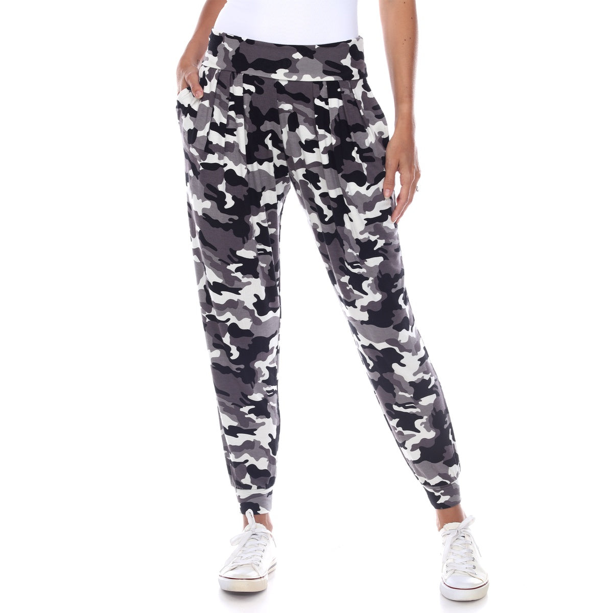  White Mark Camo Harem Pants - L - Bonton