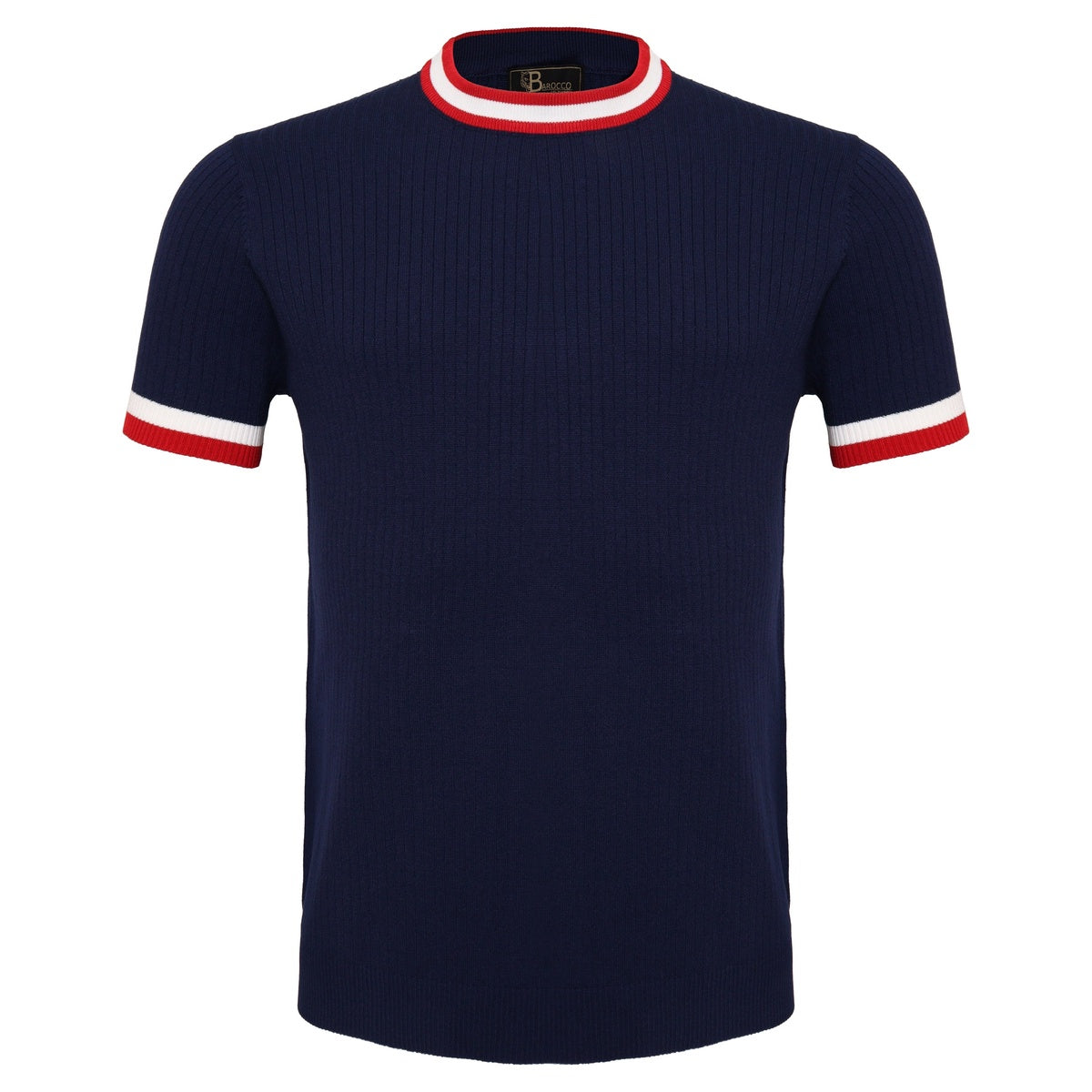  Barocco Elite Contrast Ribbed Tee NAVY - NAVY - Bonton
