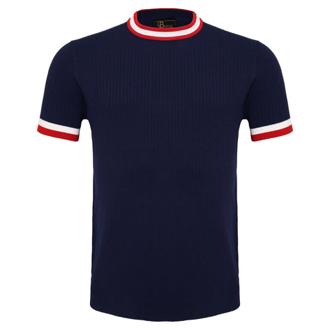 Elite Contrast Ribbed Tee NAVY