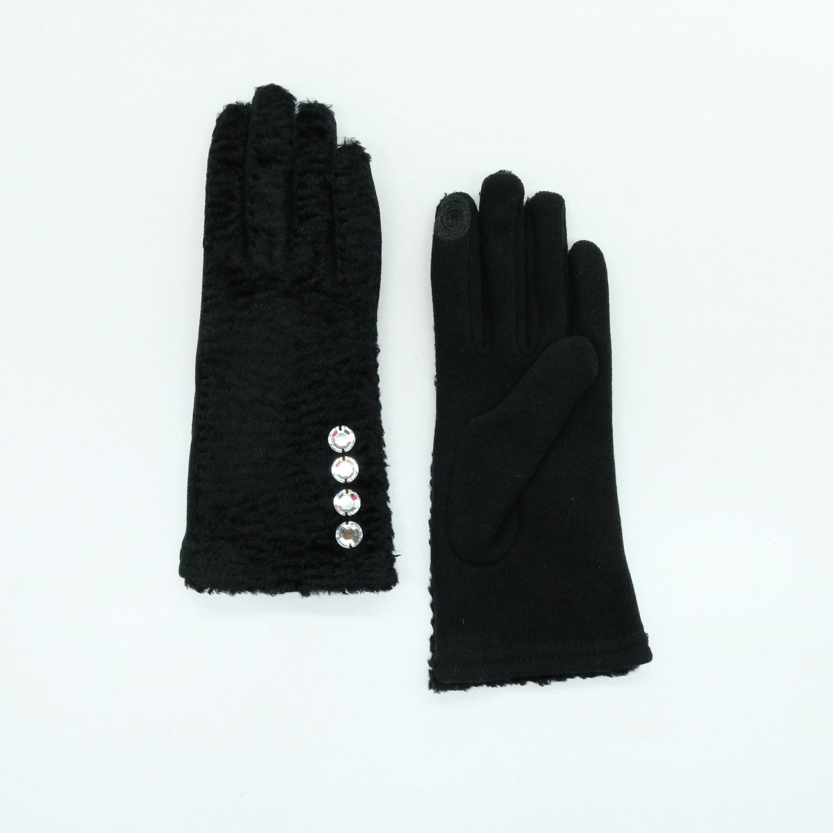  Portolano TECH GLOVES WITH STONES - BLACK - Bonton