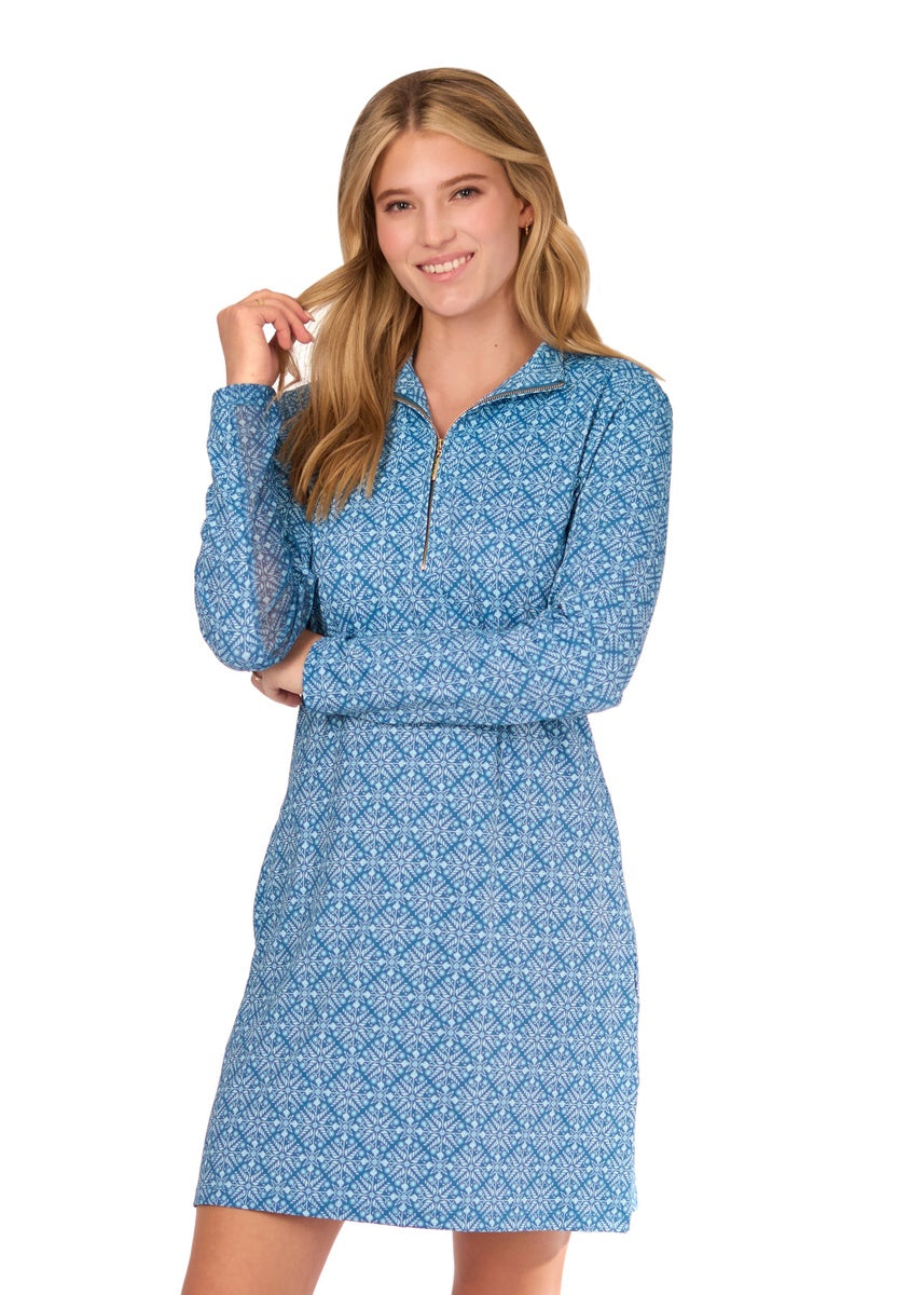  Cabana Life Camden Leaf 1/4 Zip Sport Dress - L - Bonton