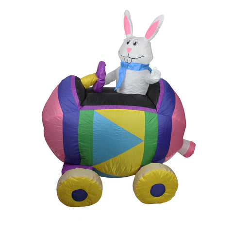 Inflatable Lighted Easter Bunny With Egg Car Outdoor Decoration - 4'