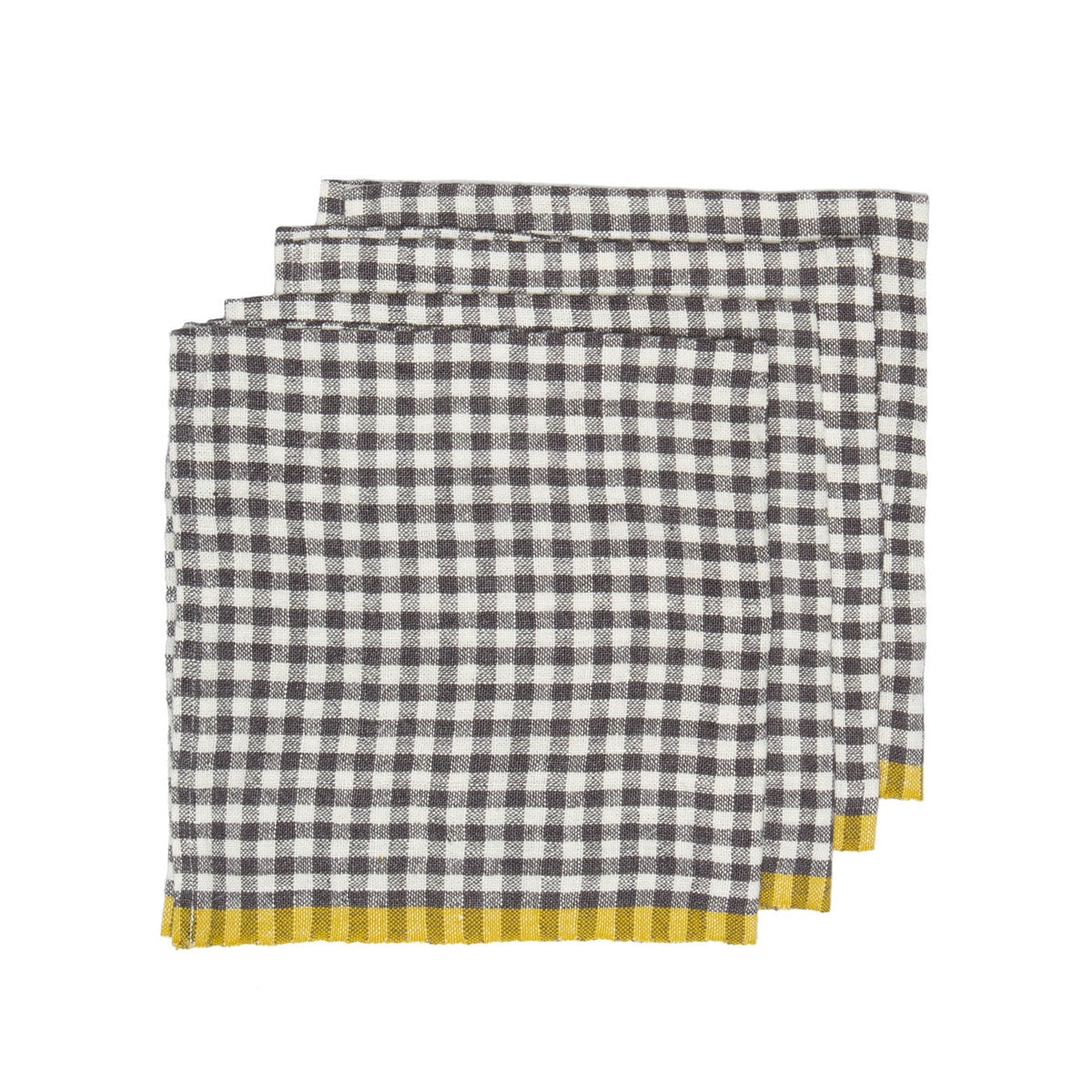  Caravan Two-Tone Gingham Napkins, Set of 4 - Natural & Dijon - Bonton