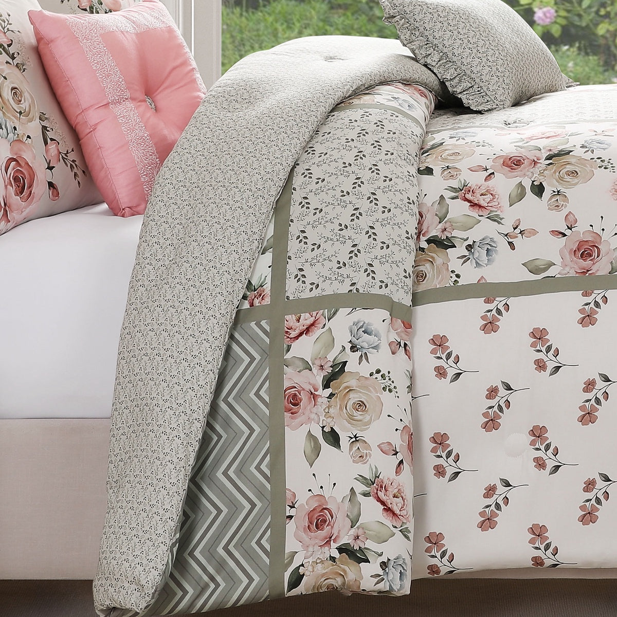  Bebejan Bebejan Sage Serenity 5 Piece Reversible Comforter Set - QUEEN - Bonton