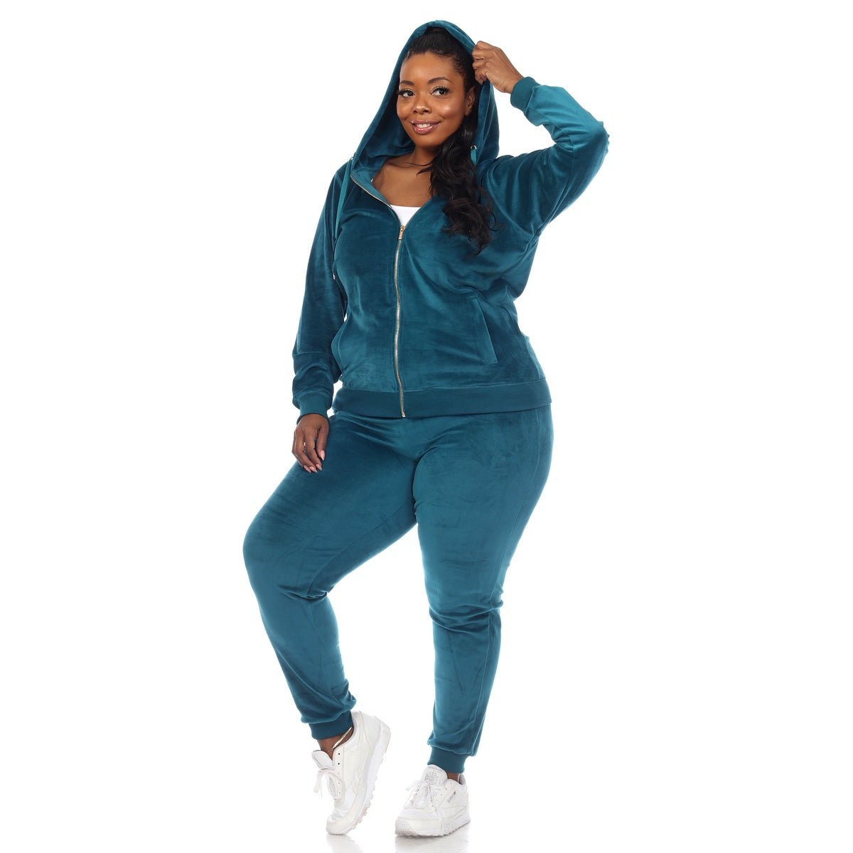  White Mark Plus Size 2 Piece Velour Tracksuit Set - 3X - Bonton