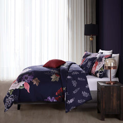 Deep Purple Garden 100% Cotton 5-Piece Reversible Comforter Set