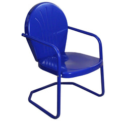 34-Inch Outdoor Retro Tulip Steel Armchair  Blue