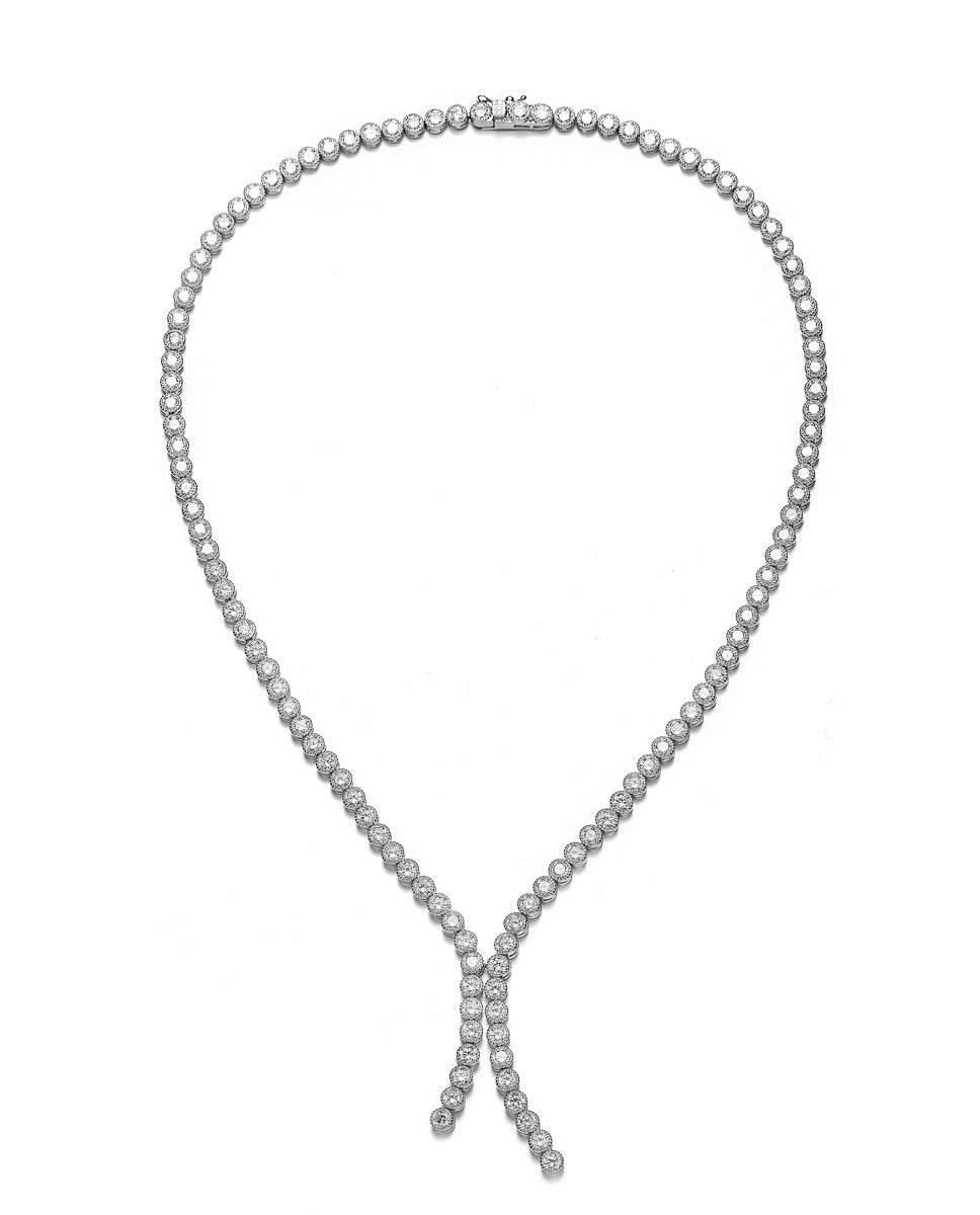  Rachel Glauber Sterling Silver With Rhodium Plated Clear Round Cubic Zirconia Bezel Set Necklace - Default Title - Bonton