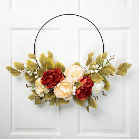 21" Autumn Harvest Artificial Floral Fall Foliage Twig Wreath