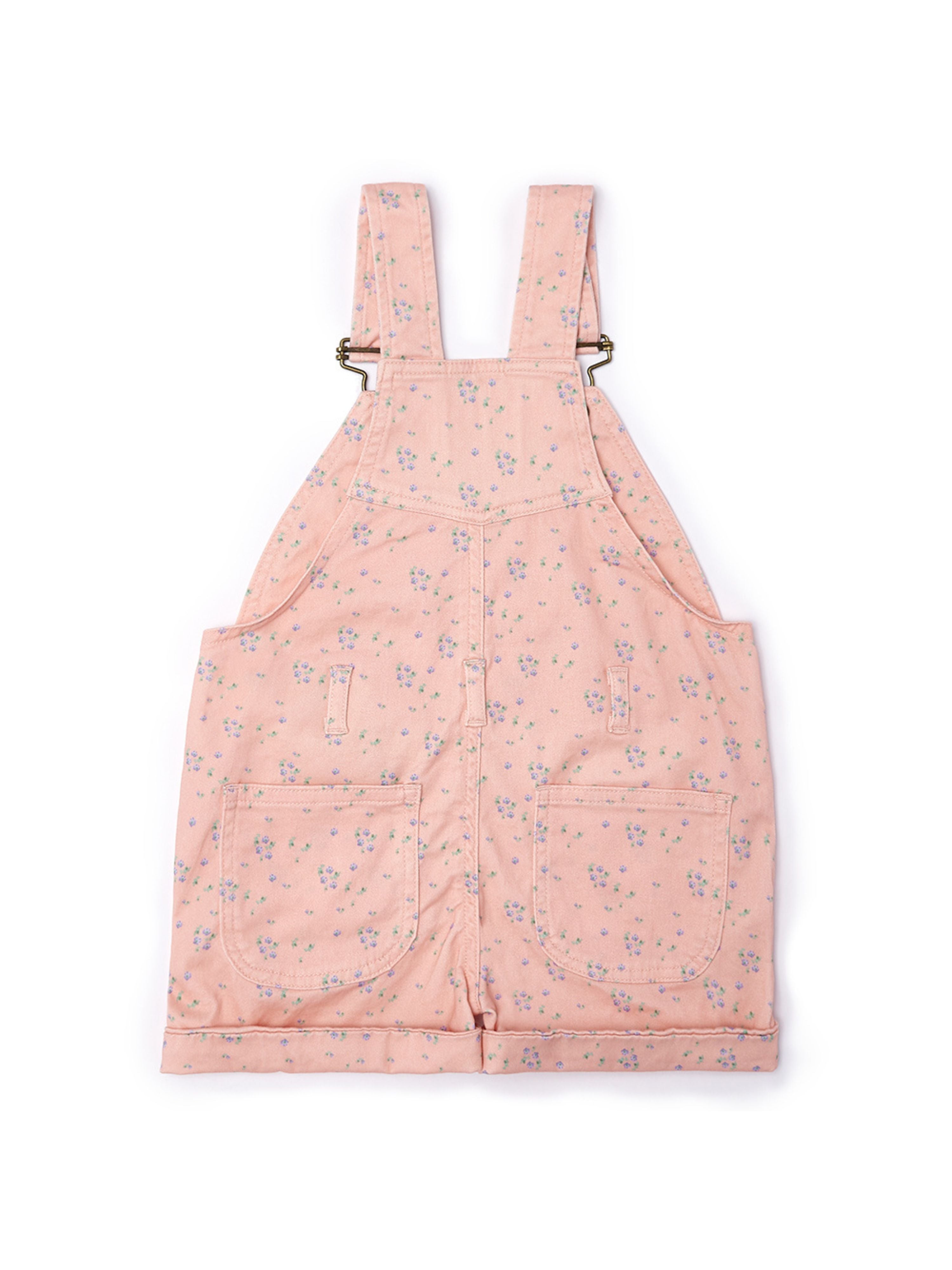  Dotty Dungarees Floral Summer Denim Overall Shorts - Cream - Bonton