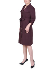 Long Roll Tab Sleeve Shirtdress