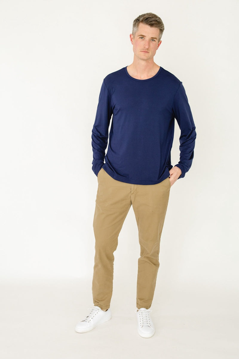  Cabana Life Navy Bamboo Long Sleeve Sun Shirt - S - Bonton