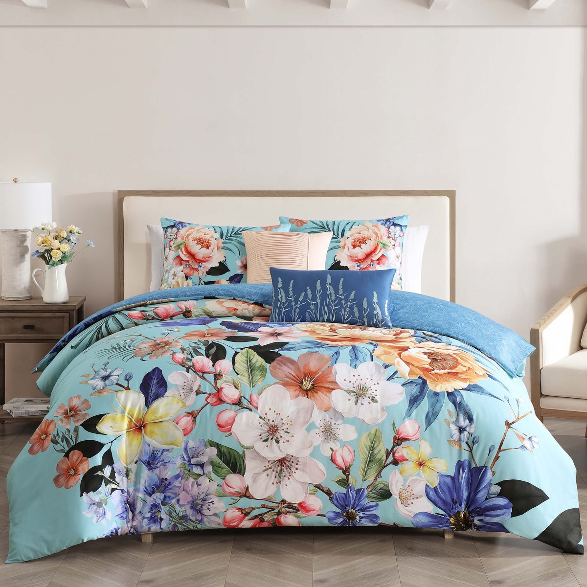  Bebejan Bebejan Turquoise Reverie 5 Piece Reversible Comforter Set - QUEEN - Bonton