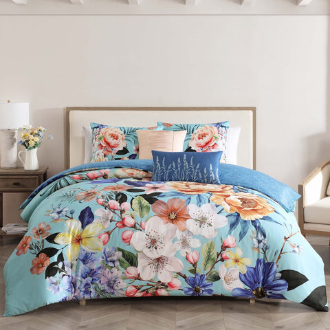 Bebejan Turquoise Reverie 5 Piece Reversible Comforter Set