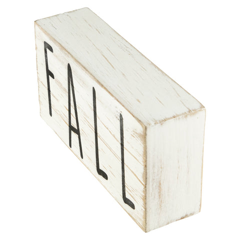 6" White Washed Wood Autumn Harvest Fall Sign