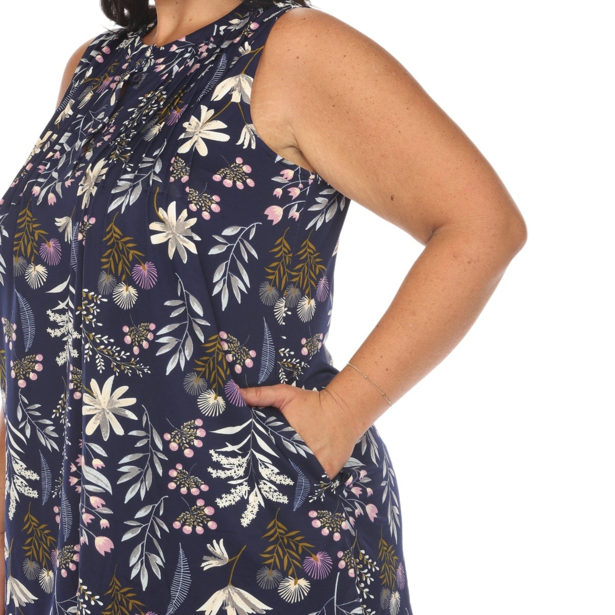  White Mark Plus Size Floral Sleeveless Tunic Top - 1X - Bonton