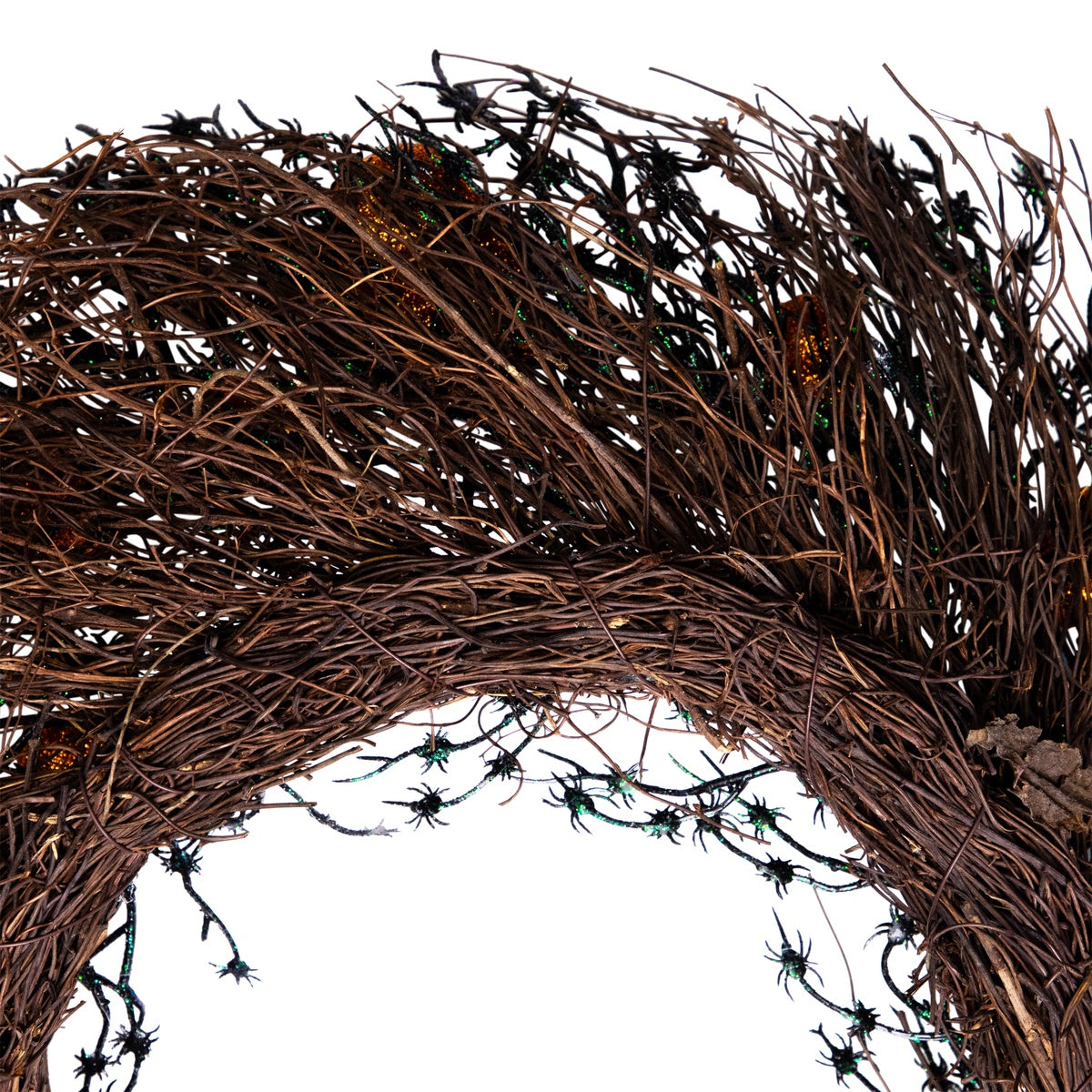  Northlight Black and Orange Skulls and Spiders Halloween Twig Wreath  22-Inch  Unlit - Default Title - Bonton