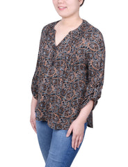 Petite 3/4 Roll Sleeve Top