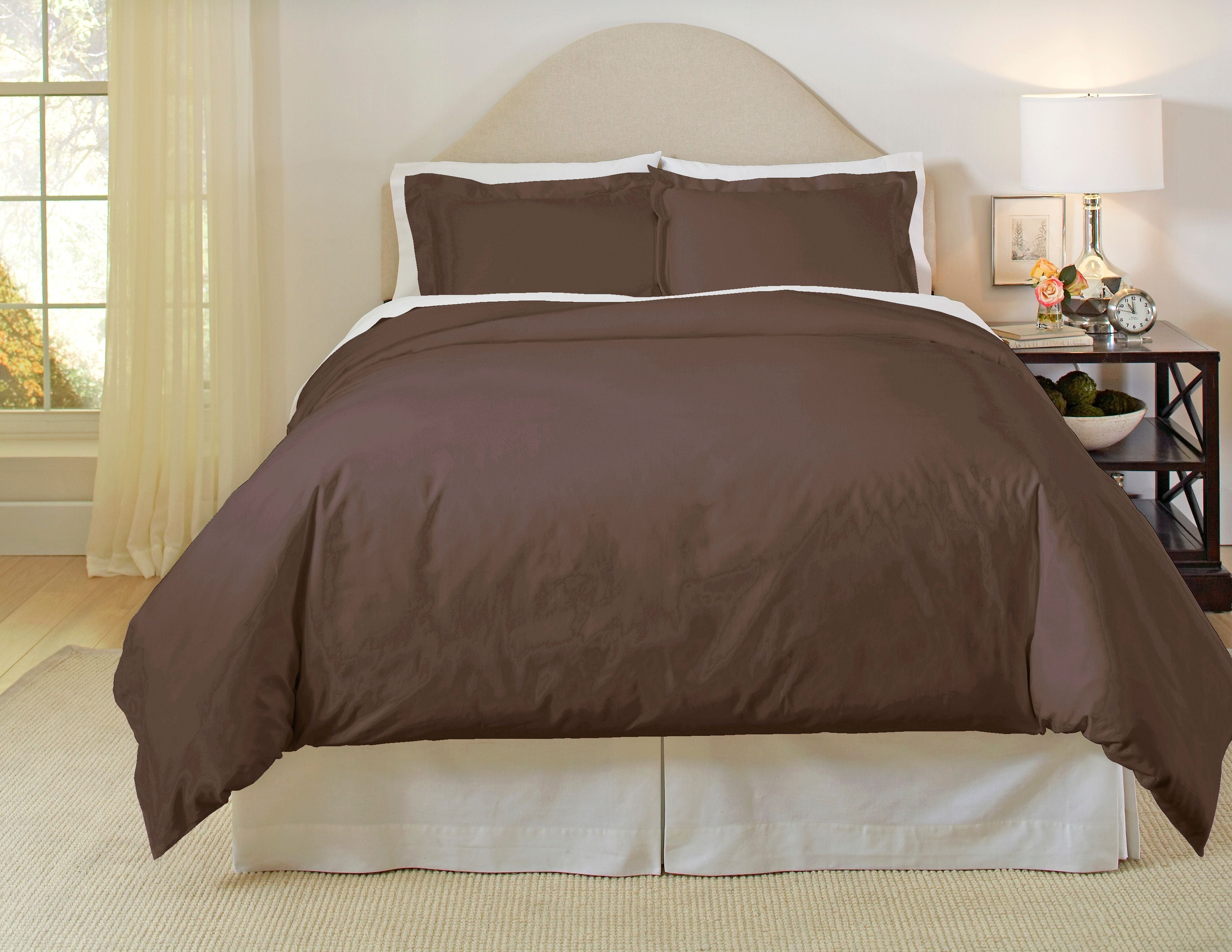  Pointehaven 500 Thread Count Cotton Duvet Sets - Chocolate - Bonton