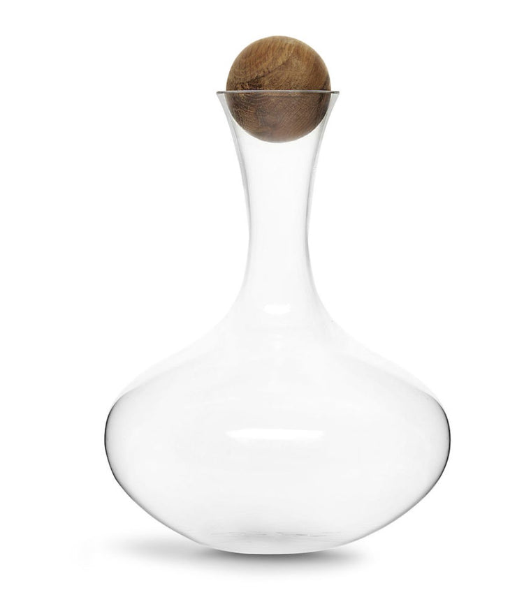 Sagaform By Widgeteer Nature Glass Wine Decanter With Oak Stopper, 67Oz Clear/Brown