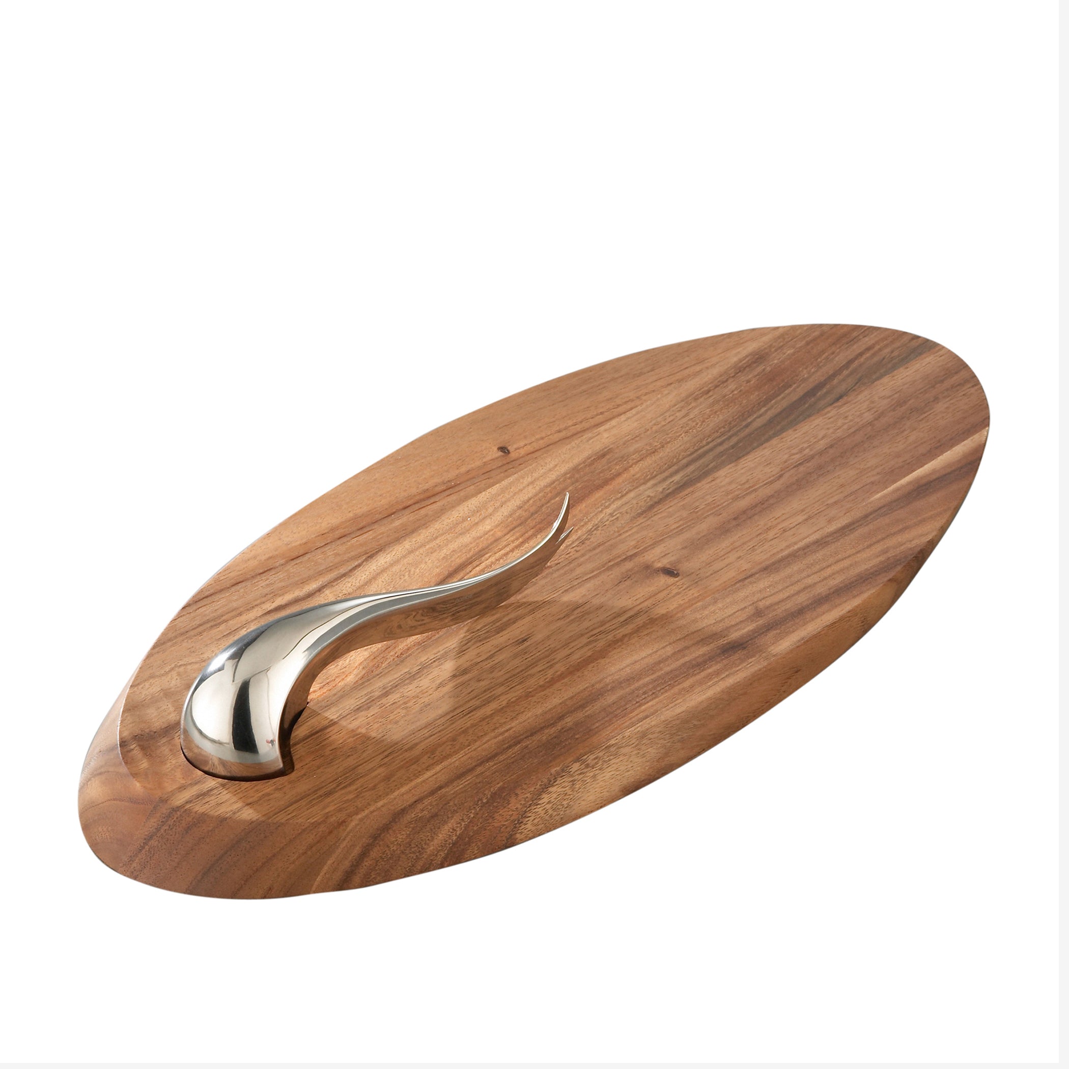  Nambe Swoop Cheese Board with Knife - Brown - Bonton