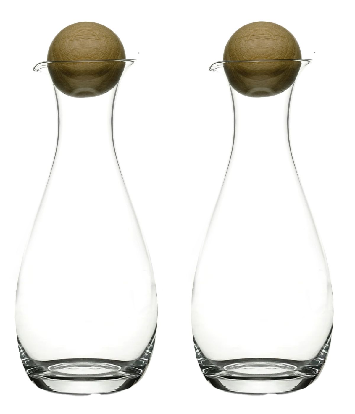  Widgeteer Sagaform By Widgeteer Nature Oil And Vinegar Glass Bottles With Oak Stoppers, Set of 2 - Clear/Brown - Bonton