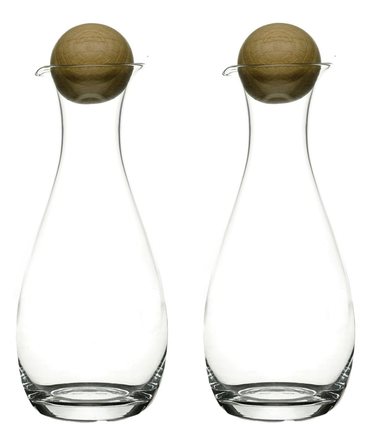 Sagaform By Widgeteer Nature Oil And Vinegar Glass Bottles With Oak Stoppers, Set of 2 Clear/Brown