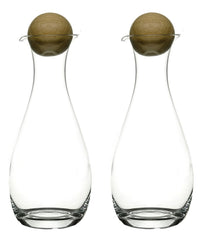 Sagaform By Widgeteer Nature Oil And Vinegar Glass Bottles With Oak Stoppers, Set of 2 Clear/Brown