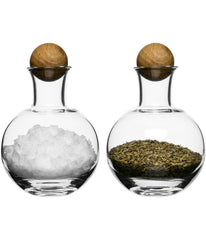 Sagaform By Widgeteer Nature Glass Spice Serving Set With Oak Stoppers, Set of 2 Clear/Brown