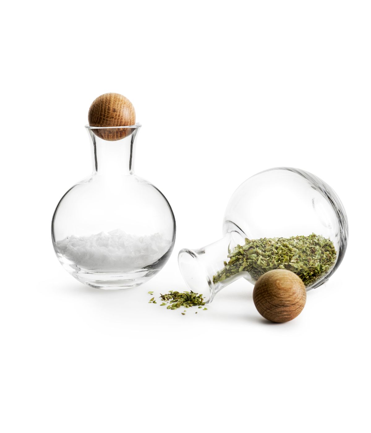 Sagaform By Widgeteer Nature Glass Spice Serving Set With Oak Stoppers, Set of 2 Clear/Brown