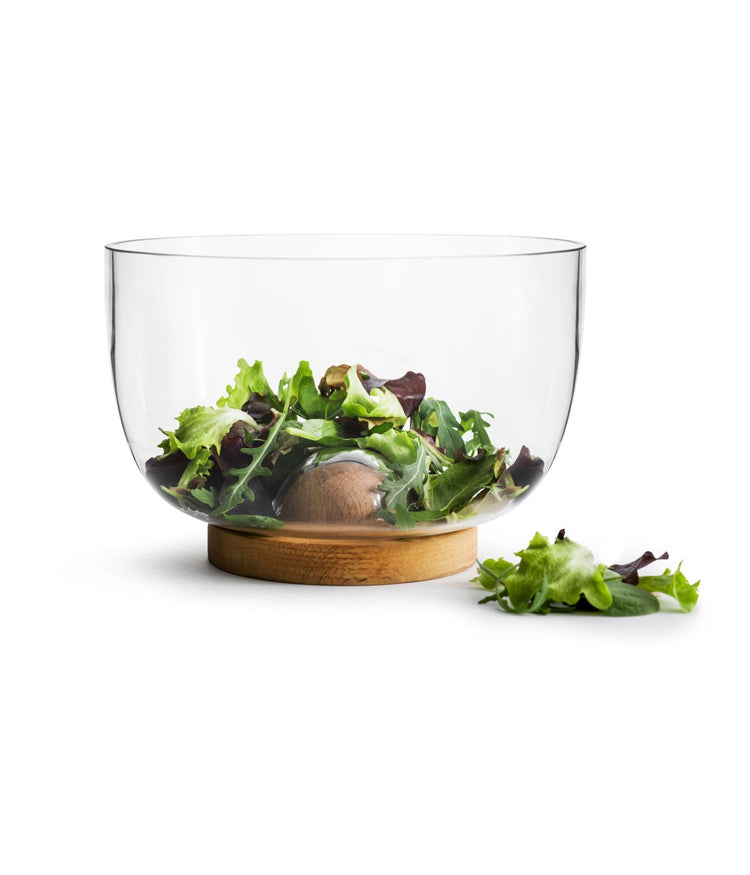 Sagaform By Widgeteer Nature Salad Bowl With Oak Trivet Clear/Brown
