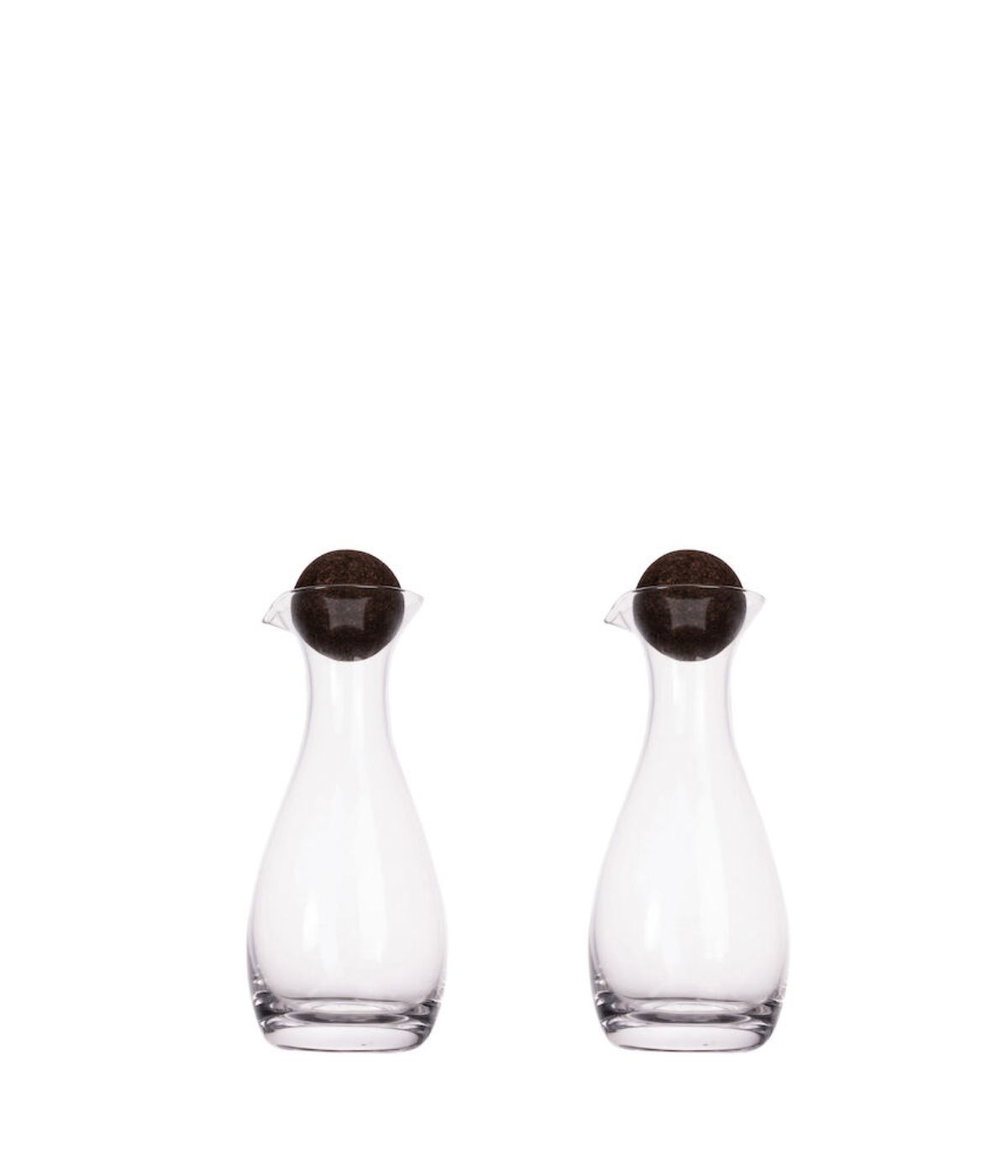  Widgeteer Sagaform By Widgeteer Nature Oil/Vinegar Bottles with Cork Stoppers, Set of 2 - Clear/Brown - Bonton