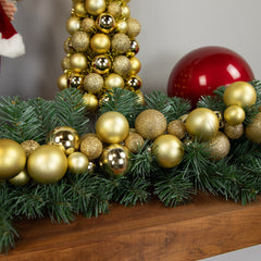 Shatterproof 3-Finish Christmas Ball Garland - 6' X 3.5" - Gold - Unlit