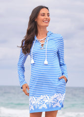 Palm Beach Lace Up Hooded Cover Up