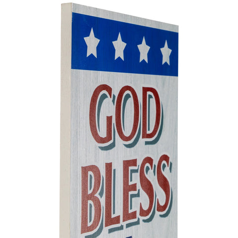 Patriotic "God Bless America" Wooden Porch Board Sign Decoration - 35.75"