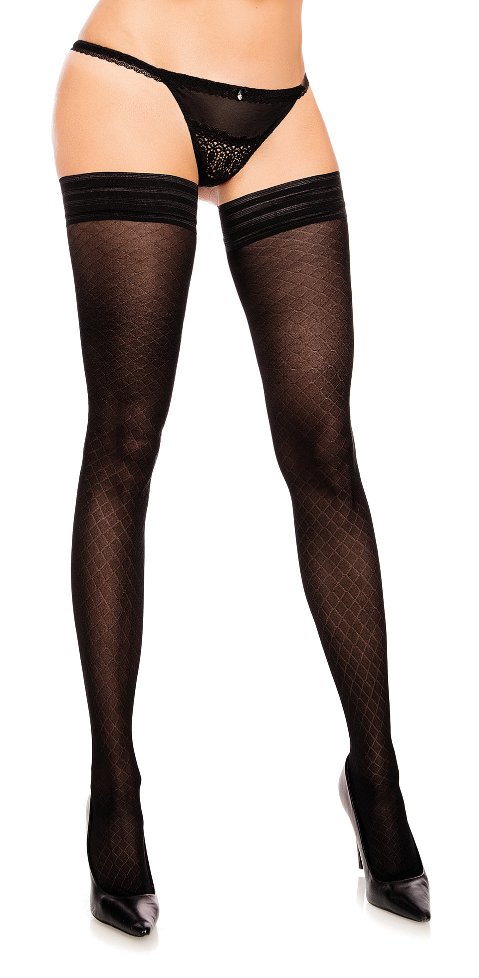  Glamory Hosiery Glamory Honey 30 Thigh High Holdups - Black - Bonton